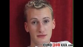 Skinny euro twink is solo masturbating for an audition