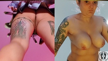 SPLIT SCREEN DOUBLE REBECA ADDAMS BOOBS BOUNCING
