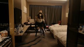 Ponyplay and piggyback in hotel with two knee boots ponygirls #luna338