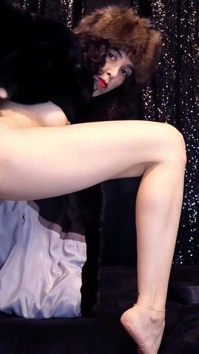 Your Brain Is Bursting for Mistress Rebecca Diamante's Fur Coat and Pantyhose