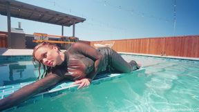 Presley Rocks the Pool in a Hot Leather Outfit