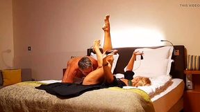 Hot German MILF pees and gives a homemade blowjob in her nightie