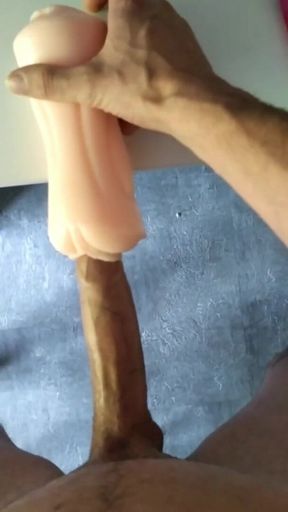 Perverted Pig Uses This Toy to Insert His Big Hard Wet Cock, and Cums Inside Obviously Bareback