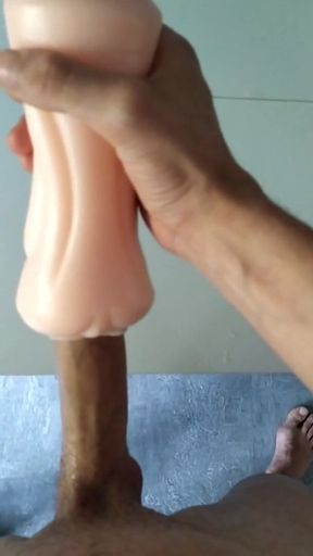 Perverted Pig Uses This Toy to Insert His Big Hard Wet Cock, and Cums Inside Obviously Bareback