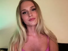 Slutty amateur blonde smoking and jerking dick
