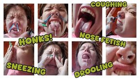 NOSE FETISH - BLOWING, HONKS, SNEEZING, DROOLING, COUGHING.