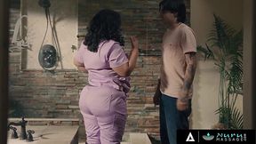 BBW masseuse Karla, gives him an unforgettable and passionate session