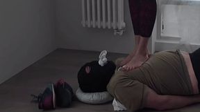 My yoga mat sits under my beautiful feet and has a sock-sniffing feature (trampling, sadistic, domination, sniffing)