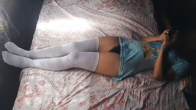Pee shot up while she laid there sucking my thick cum