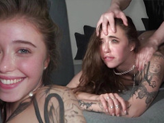 Gorgeous deepthroat slut gets her face slammed in the ultimate cum slut experience
