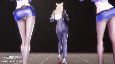 MMD Twice's Talk that Talk unleashed Ahri Kaisa Seraphine heaving tits drip hentai tropes