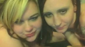 These raunchy lesbians make each other cum with their dildo