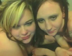 These raunchy lesbians make each other cum with their dildo