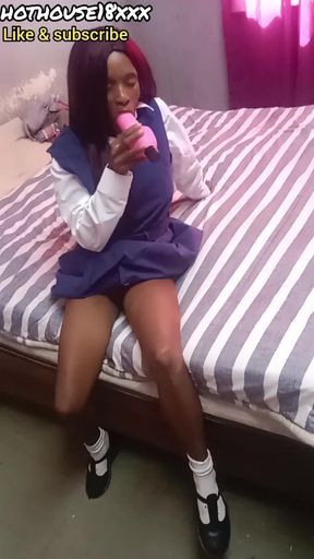 Hot 18 year old teen slut sucks vibrator