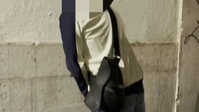 amateur boy taking his fat cut cock out of his jeans and pissing in the street