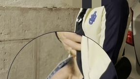 amateur boy taking his uncut fat cock out of his jeans and pissing in the street