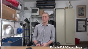 Cute blond gay boy bounces on BBC like a pro for cash