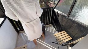 Creamed and devoured in a compromising position on a crowded rooftop