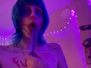 Becky has some deepthroat dildo fun