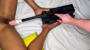 Black cutie gets pounded by her fuck machine
