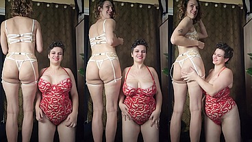 Two beautiful babes, beautiful lingerie and bangin' booties!