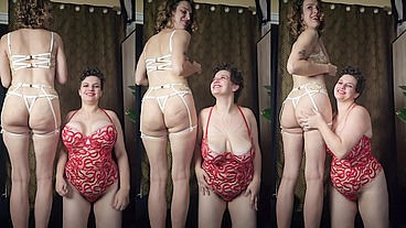 Two beautiful babes, beautiful lingerie and bangin' booties!