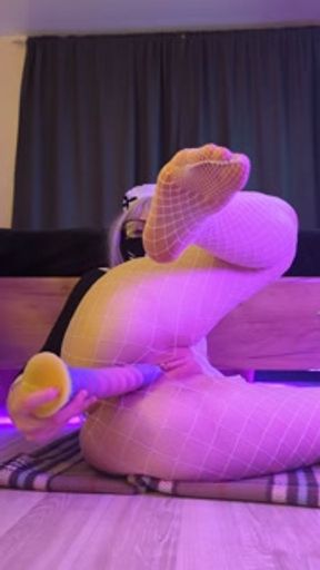 Cute purple alien dildo in my yummy pink pussy