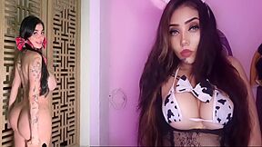 Karely Ruiz And Her Big Tits In Cow-print Lingerie