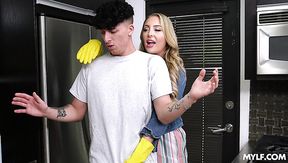 Sexy Busty Blonde MILF Harper Hill Succumbs To Her Irresistible Desire To Try Her Stepson's Cock