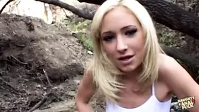 Cheating blonde rides huge cock outdoors and swallows thick cum