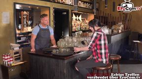 German slut does handjob with a strange man