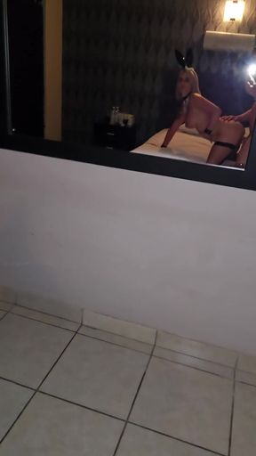 Real milf fucked in a bunny outfit at a sex club with a banana flavoured  condom   Clip 1