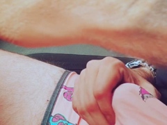 Rubbing Cock In Shorts While Driving with Loud Moaning