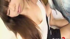 Asian bombshell flooded with spunk after a wild smash session