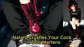 POV Doc Martens Cock Crush - Nataly Grinds Her Boot Treads on Your Groin