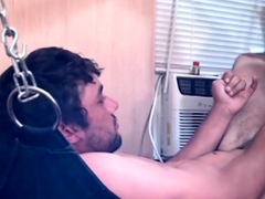 Mature gaydaddy fucks sling bottom