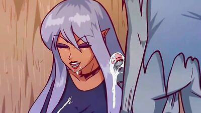 Watch these filthy dwarves bang their way into a dirty chick's tight hole in this animated sex video