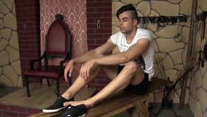 Twinky Feet: Joel in sneakers jerking uncut cock