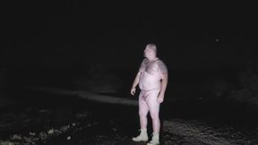 Nude in desert at night