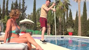 Pool boy's lucky day: Aunt Judy's XXX - Busty Mature MILF Mrs Molly gets him hard