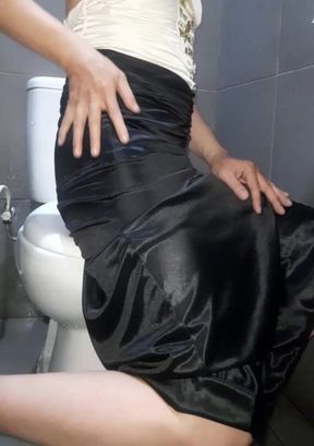 Masturbating Wearing Satin Silk Singer Gown