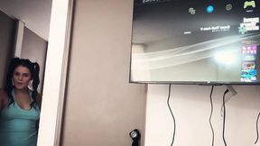 Big ass brunette bounces like crazy on thick cock until she cums trembling