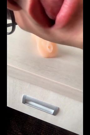 Twink Licks Own Cum From Fake Pussy