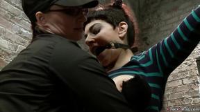 ”Gagged lesbian gets big tits bound”
