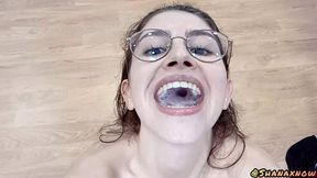 fetish cum play gargling swallowing