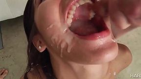 6 cum-filled mouths in wild gangbang