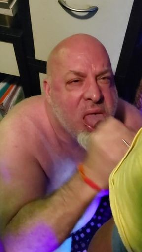 Bear Gets a Facial in the Office