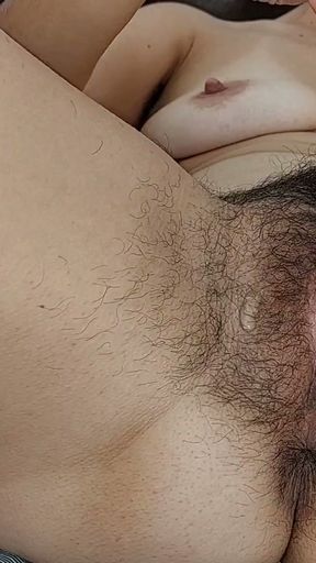 Amateur couple foreplay before sex, big ass, big tits. Hairy pussy wife, big tits.   Clip 1