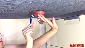 Mistress Shaves Her Slave's Balls on the Milking Board Easycbtgirl