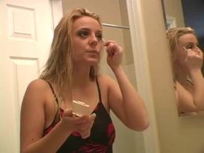 Makeup fetish by blonde beauty